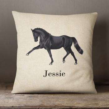 Luxury Personalised Cushion - Inner Pad Included - Black Horse
